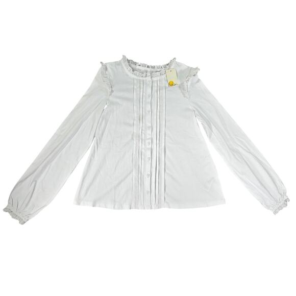 Boden Girls 13-14 Year NWT White Eyelet Long Sleeve Top Preppy Cottagecore Teen - Picture 1 of 10